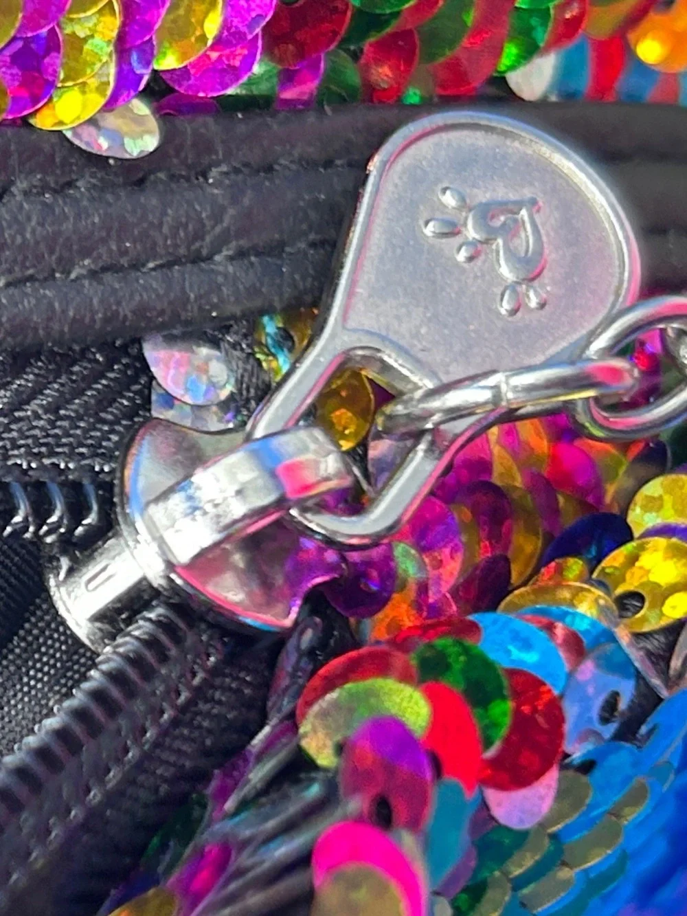 Justice Rainbow Sequin Emoji Mini Backpack Crossbody Purse with Pom Pom